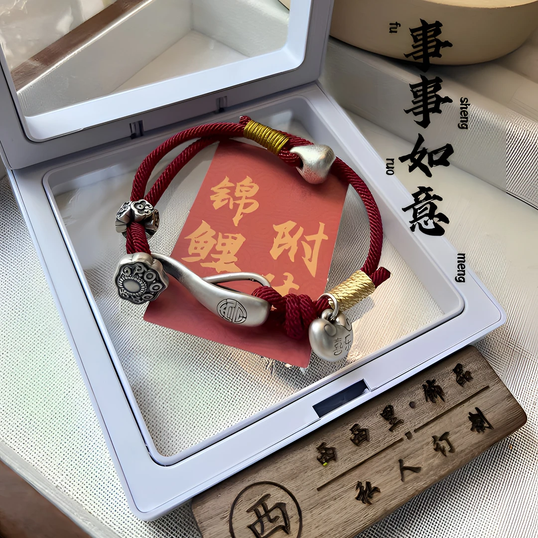 足银手链 999纯银如意胖福银手链国风时尚本命年百搭手串古法简约