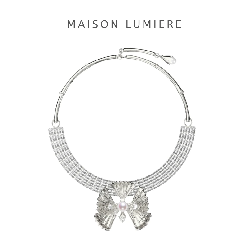 铜合金仿珍珠项链 【张千万X美颂之光】雅善|蝴蝶兰宝石项圈 新中式