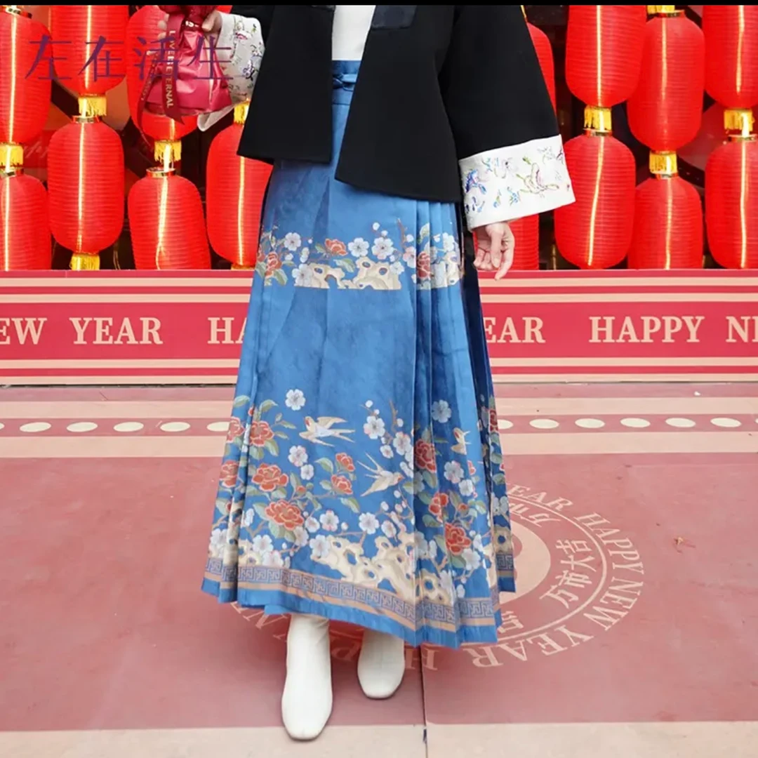 生活在左改良马面裙新国少潮复古国风一片式半身裙织金1942205