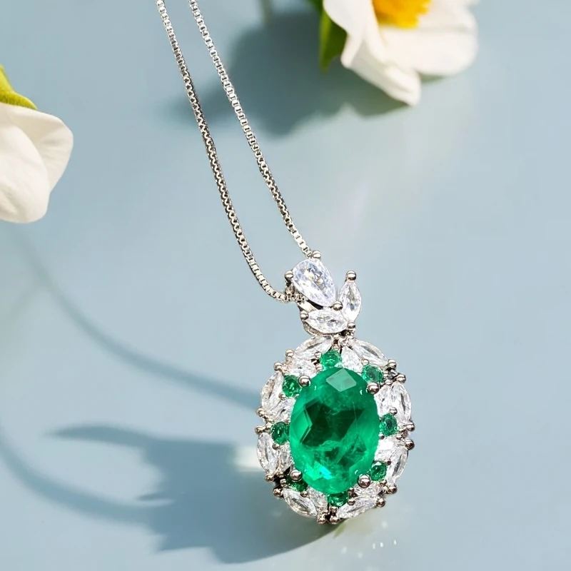 465-祖母绿-绿宝石精工培育合金吊坠+（送链子）