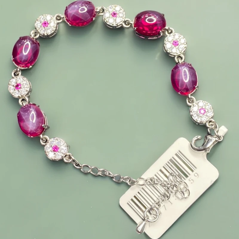 鸽血红-红宝石-精品合金培育手链22