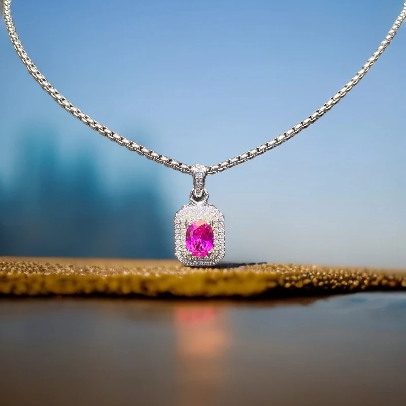 464-紫红宝石-精工合金培育吊坠