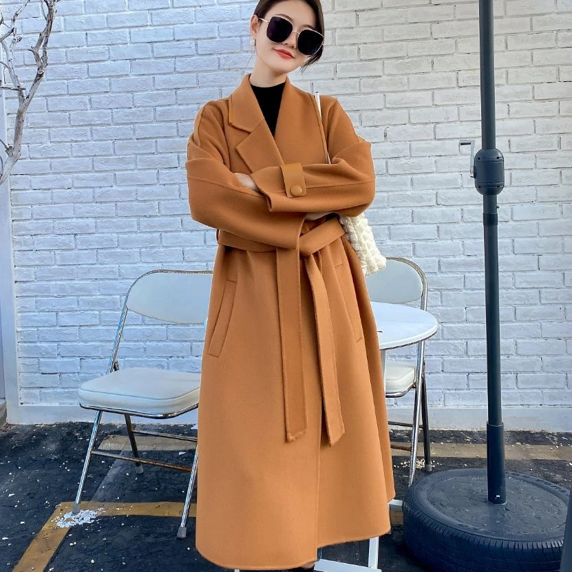 赫本风双面秋冬高级感双面羊毛新款欧货长款外套女