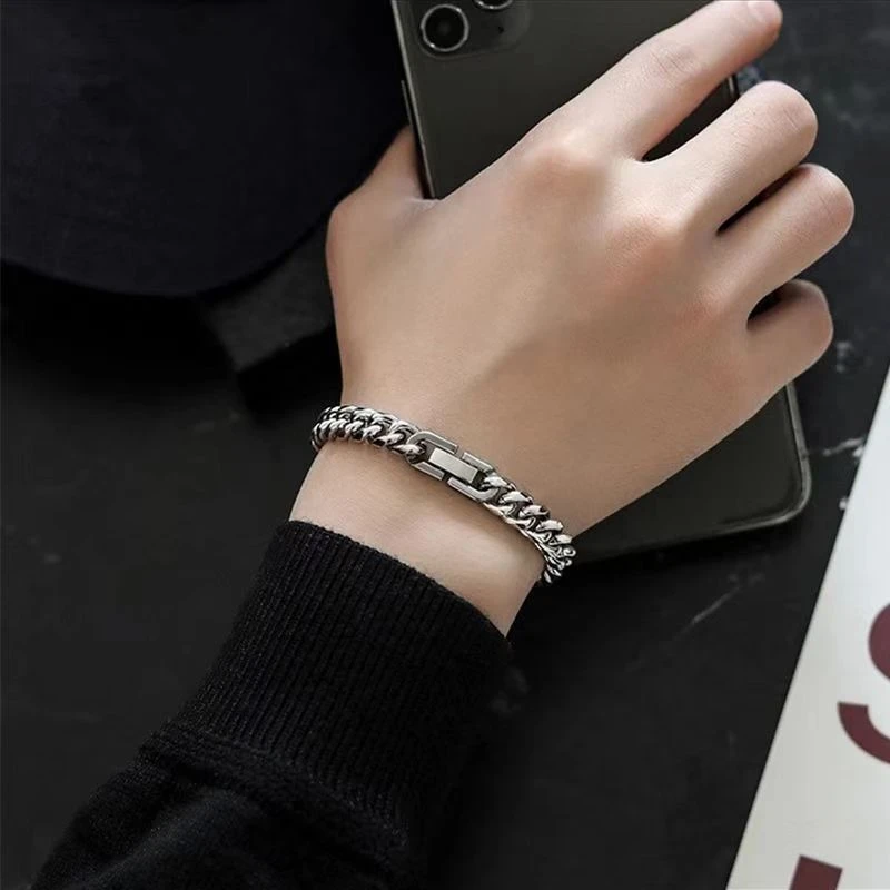 钛钢手链 手链男款小众个性男生情侣百搭街头霸气简约潮流素款