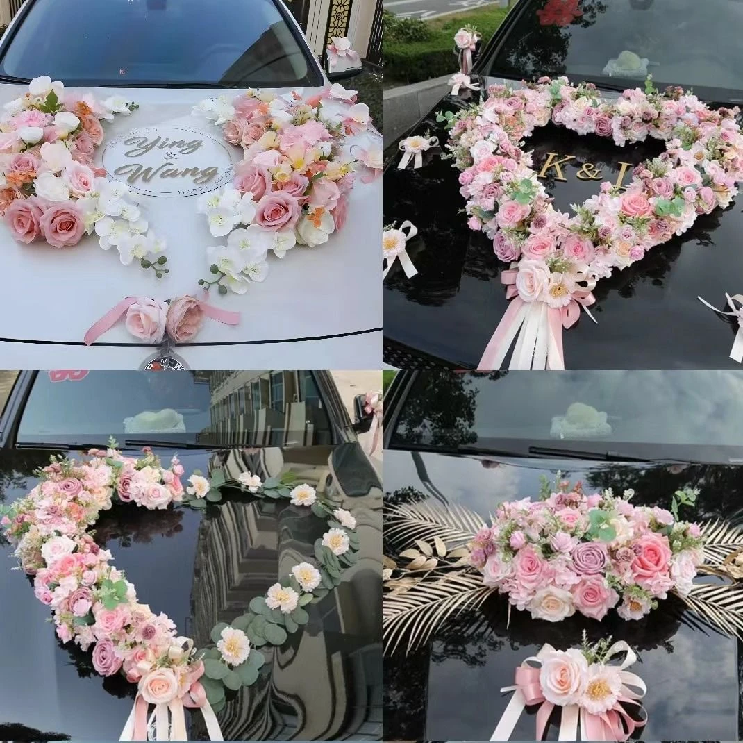 【情投意合】粉色系玫瑰婚车头花装扮婚车装饰（支持定制-提前预定-款项可选款式不同价格不同）