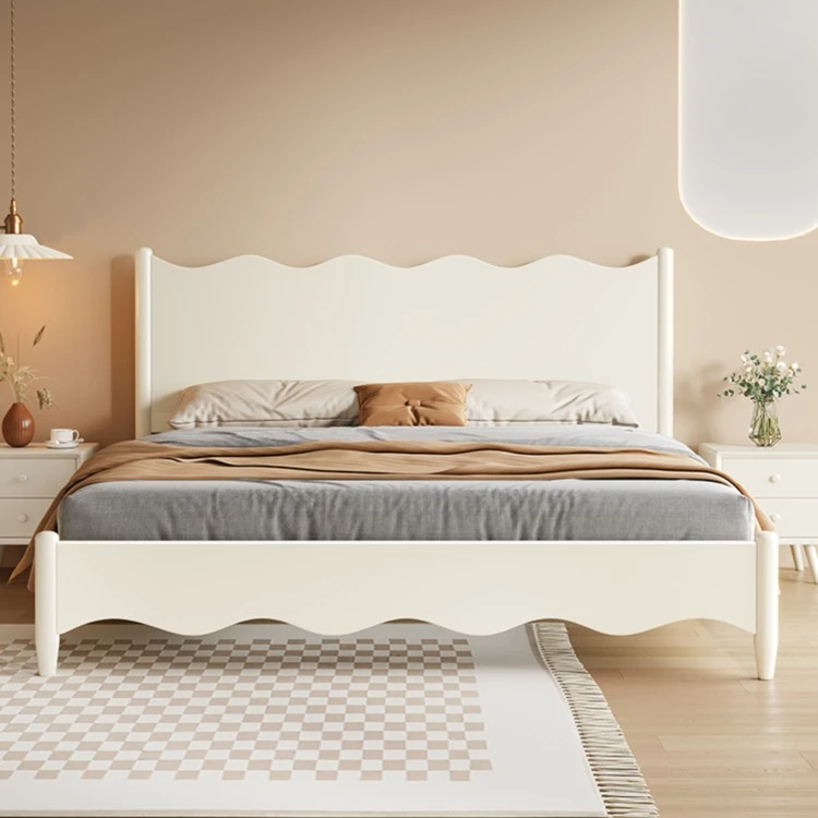 公主床成套实木床原木带小夜灯家用年轻人适合女孩青少年卧室