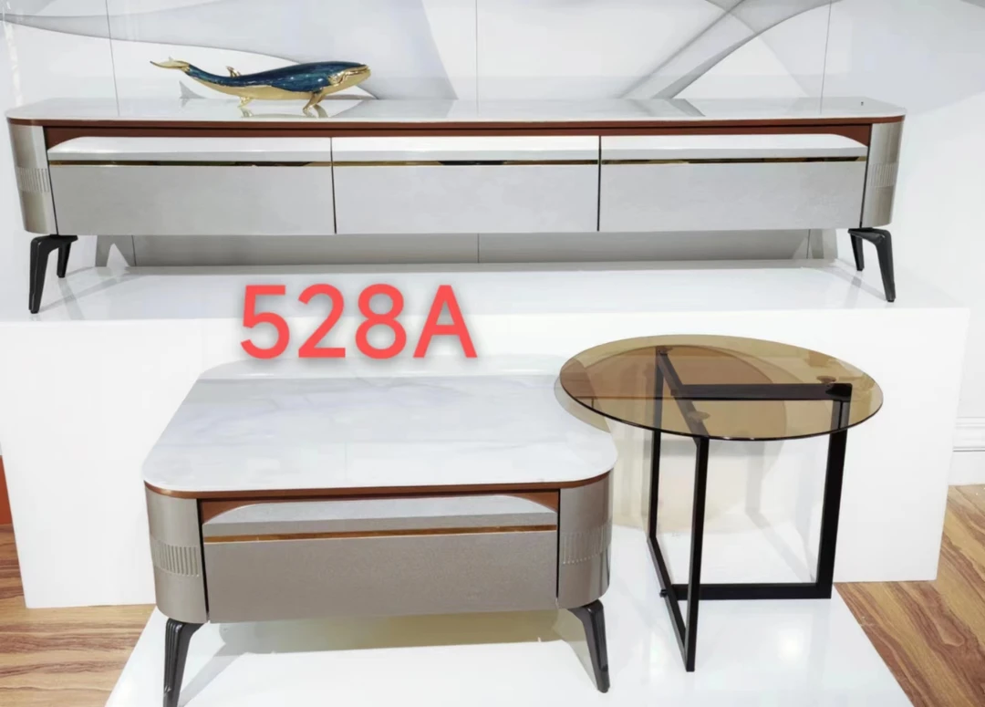 新疆包邮茶几电视柜整体发货岩板柜异性茶几电视柜轻奢玻璃的大圆