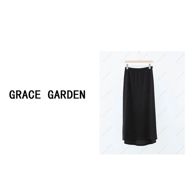 GRACE GARDEN【53！】流线裙！斜裁简约松紧腰A字半身裙NT4C1502