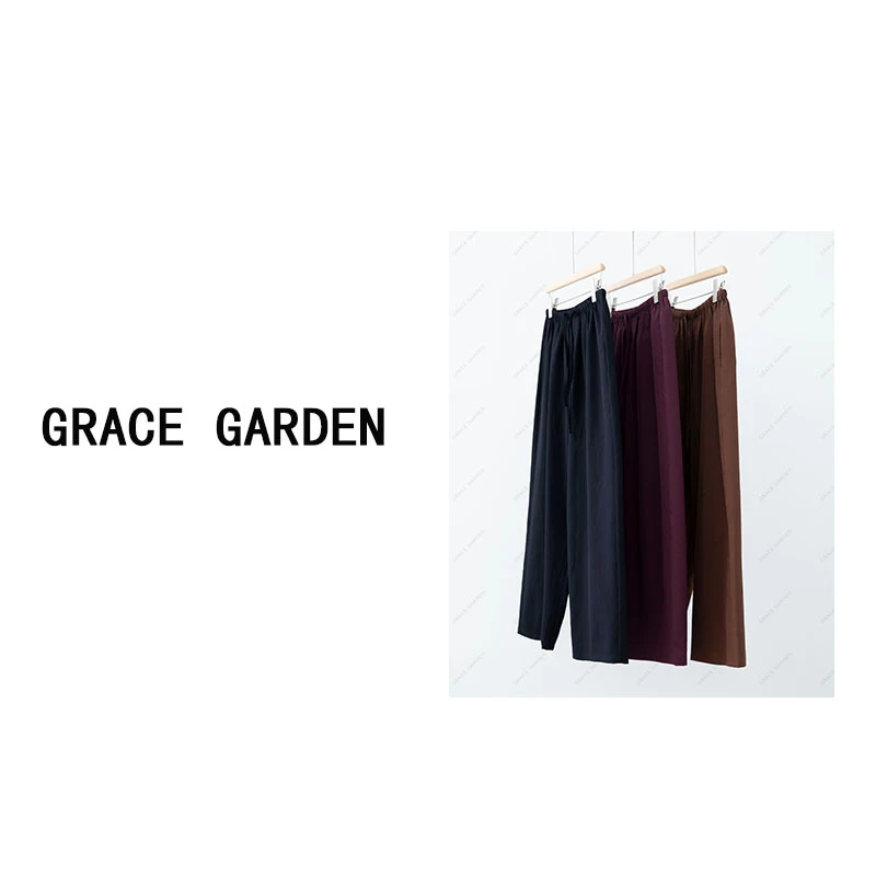 GRACE GARDEN【纸袋裤！】简约抽绳松紧腰宽松休闲裤XXK4C2968