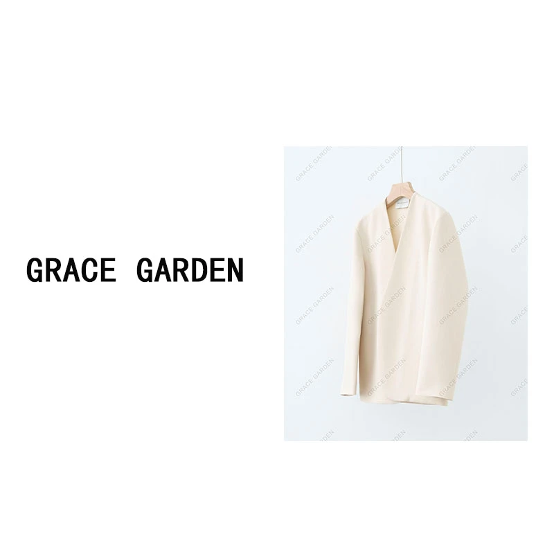 GRACE GARDEN及简V领通勤白搭长袖西装XZ4C0209