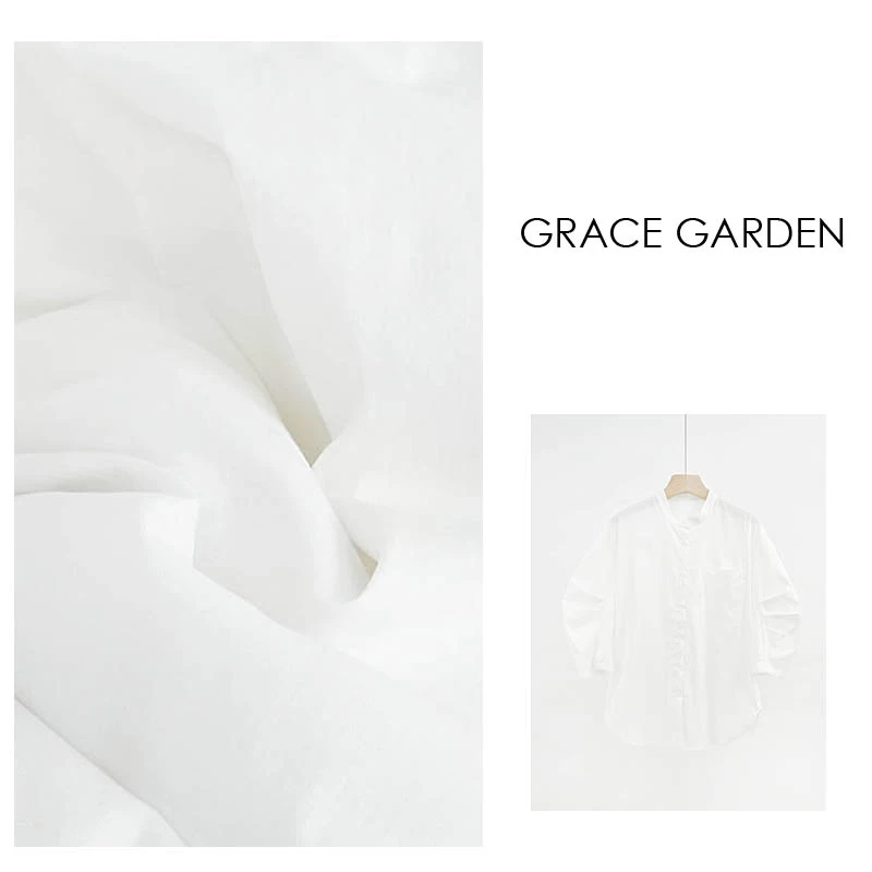 GRACE GARDEN【服装人！】圆领单口袋通勤百搭白衬衫NCY3C0693