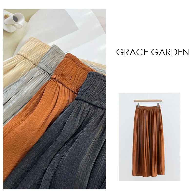 清仓-343号 【流光半裙！】松紧腰百搭垂感仙女半身裙YQ3C2353