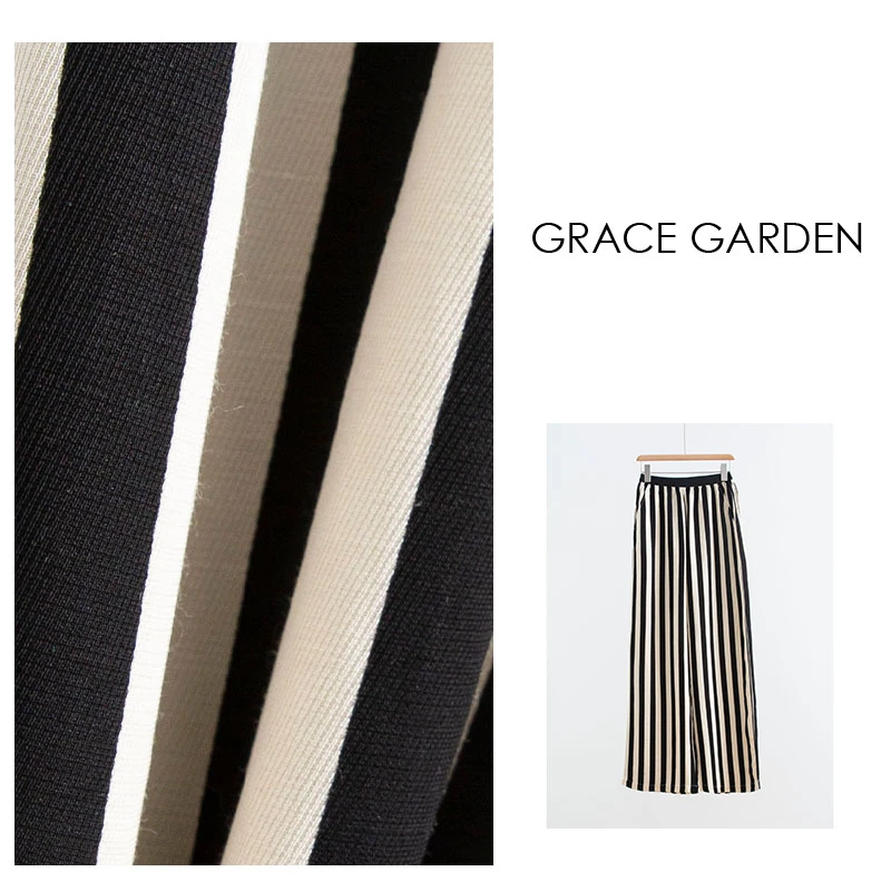 GRACE GARDEN【机场裤！】时尚松紧腰竖条纹设计休闲裤XXK3F2059