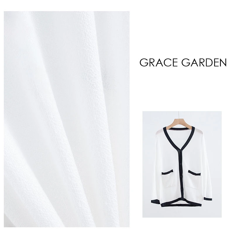 GRACE GARDEN【纸片人!】V领小香镶边撞色气质针织衫ZZS3D2957