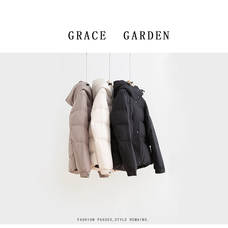 GRACE GARDEN【A18】跑雪地！短款连帽蓬松保暖羽绒服YRF4K2306