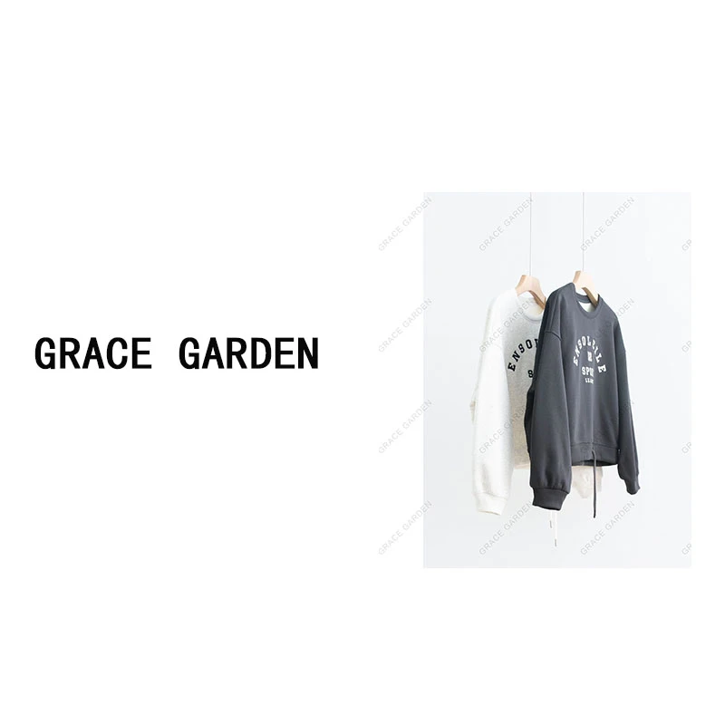 GRACE GARDEN【特种兵加绒版!】圆领字母印花抽绳下摆卫衣NT3J1081