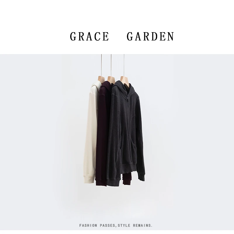 GRACE GARDEN【连帽鱼骨！】柔软磨毛连帽拉链运动卫衣外套NT4J0907