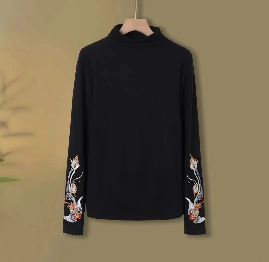 中国风2025秋款中式风半高领百搭国风复古长袖时尚气质保暖上衣女