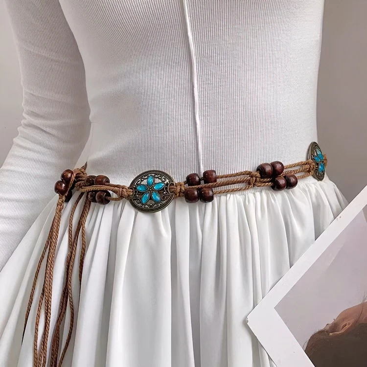 复古民族风手工编织腰带女士连衣裙装饰腰链百搭个性波西米亚y2k