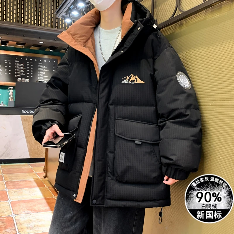 冬季连帽羽绒服12岁男孩13中学生14白鸭绒加厚外套15大童保暖冬装