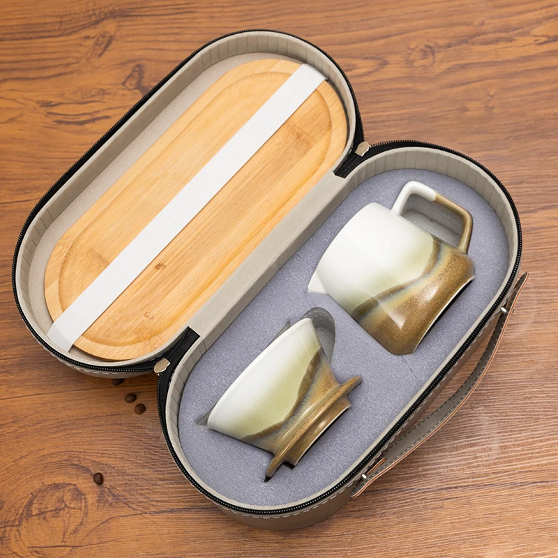 窑变蛋糕滤杯户外陶瓷手冲咖啡滤杯平底咖啡礼盒套装过滤器送滤纸