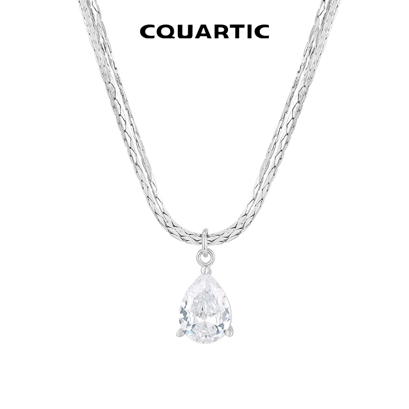CQUARTIC 铜合金项链 时尚百搭显瘦水滴之镜项链DR2