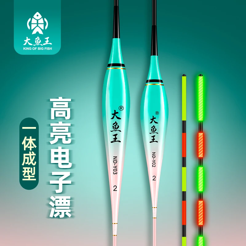 大鱼王高亮电子漂一体成型灵敏纳米浮漂钓鱼漂日夜两用电子夜光漂