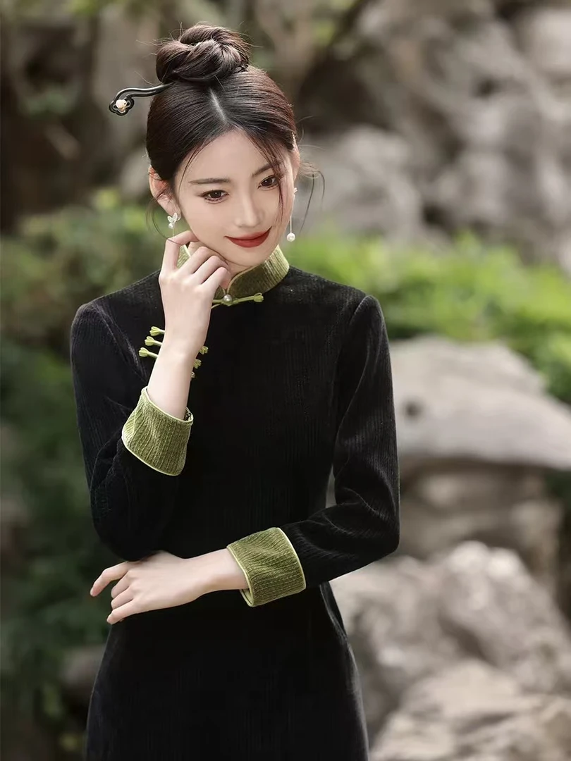 【编码下单】秋冬旗袍2024新款改良夏季连衣裙气质年轻款新中式