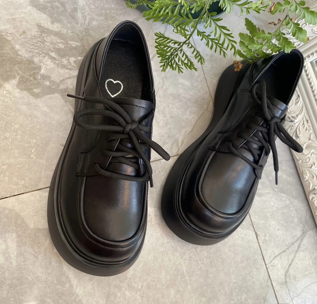 8256-2大码女鞋40-43码厚底松糕鞋英伦风