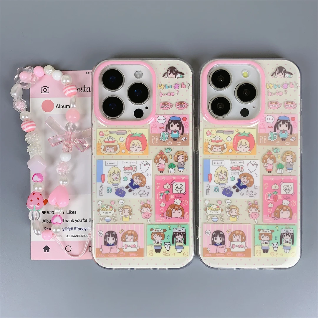 网红日漫卡通轻音少女女团适用苹果16Promax手机壳防摔15ins风
