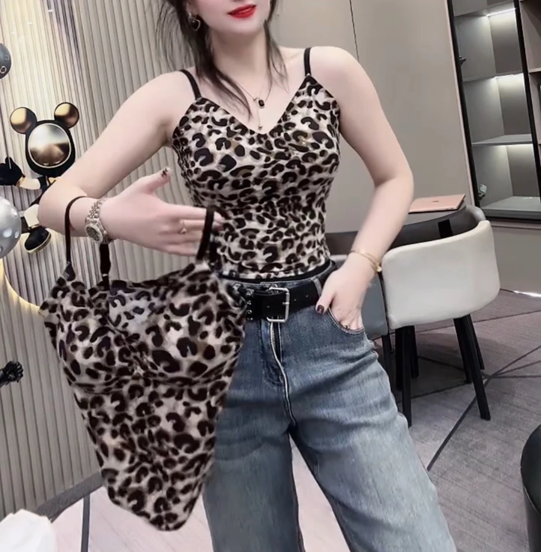 洋气百搭豹纹吊带美背【实物微色差】