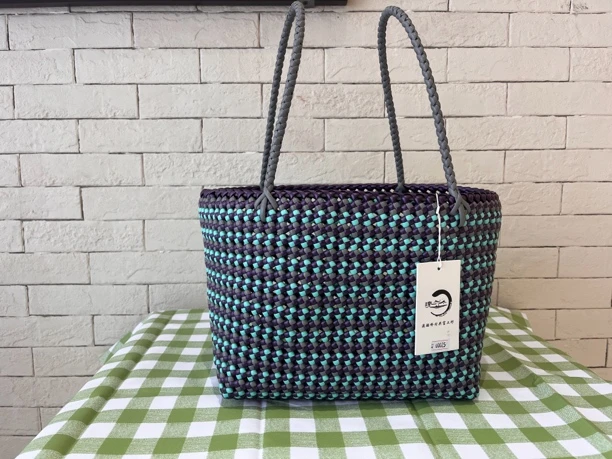 蓝色菜篮包 纯手工包包
