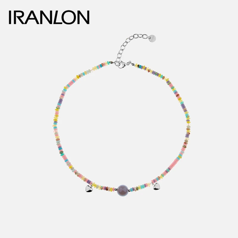 IRANLON 钛钢项链 【孟佳同款】自然论淡彩虹项链 时尚原创设计百搭