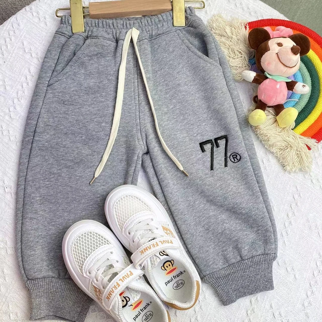 【笨蛋熊2周年店庆】3083咪刺绣数字77加绒卫裤合并