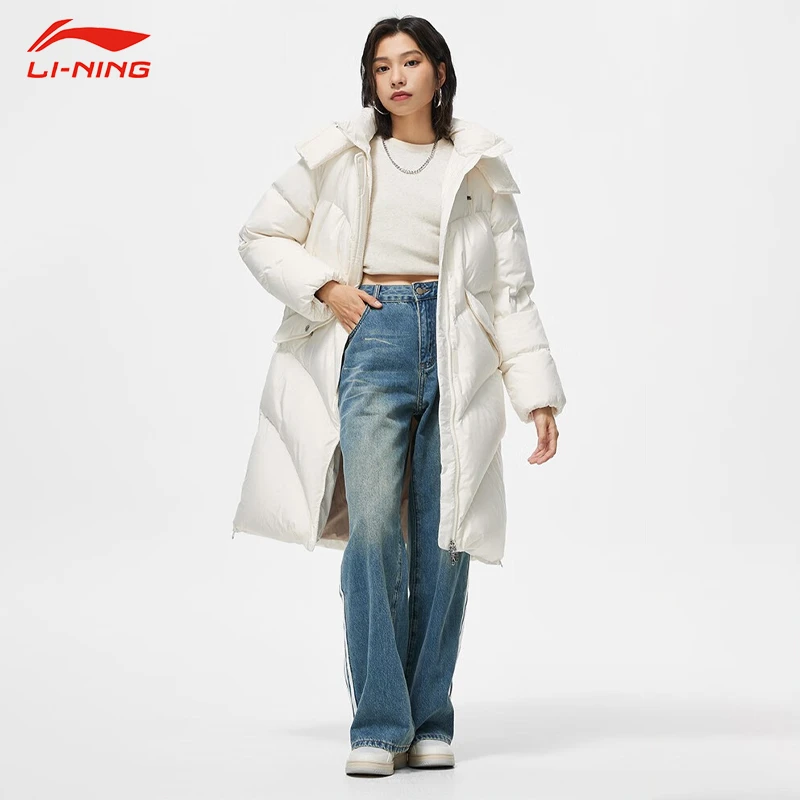 （直播）李宁冬季运动经典鸭绒外套长款休闲保暖羽绒服女子AYMT116