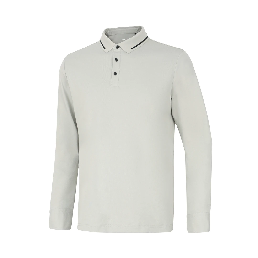 李宁运动生活系列男子休闲商务翻领经典舒适长袖POLOT恤APLU207