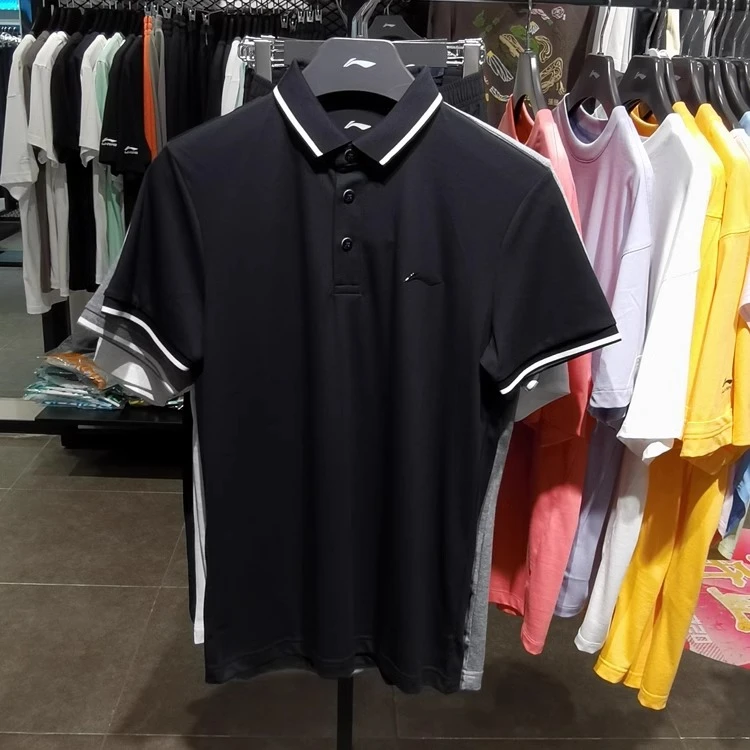 李宁POLO衫男子健身系列纯棉透气运动短袖休闲T恤APLR061