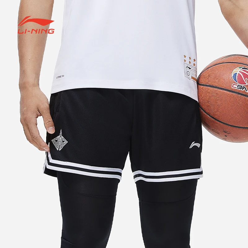 (B品以直播展示为准)李宁夏季男宽松透气舒适比赛运动短裤AAPT043