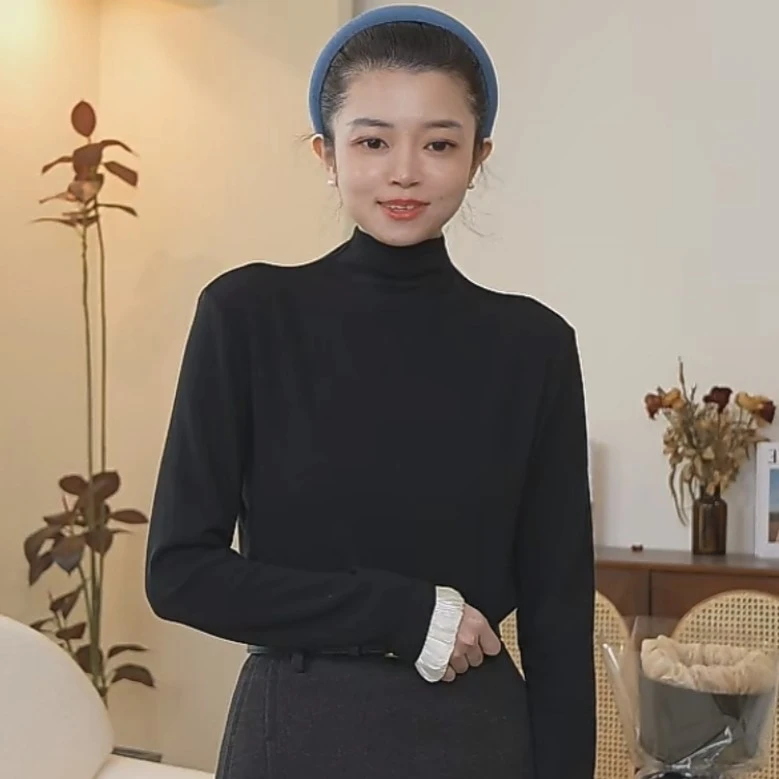 【ZMMY严选私服】韩版设计感花苞弹力修身长袖打底衫4110601