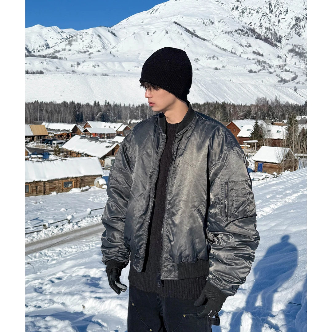 S123国潮高街飞行员夹克外套男冬季美式短款工装夹棉棒球服情侣