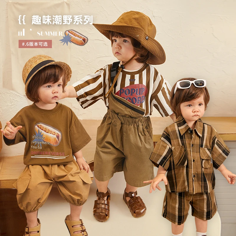 1-41小O爸陈大猪男婴童【福利专场】夏日格子复古工装系列NLX329169