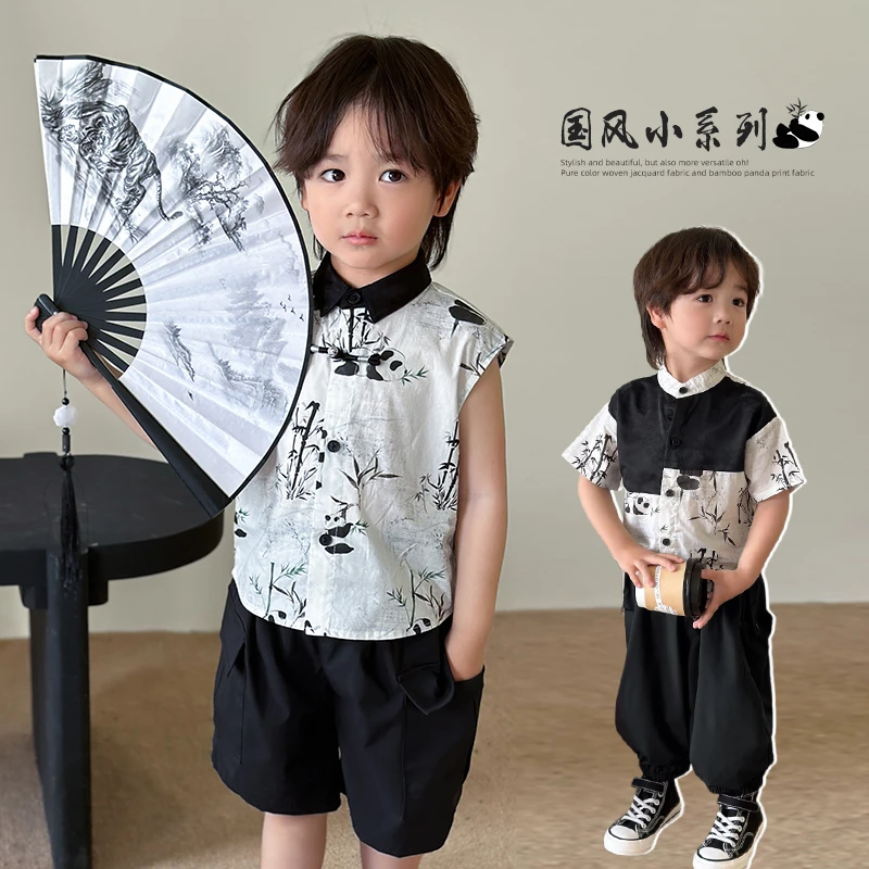 1-97小O爸男婴童【福利专场】夏季薄款衬衫宝宝新中式上衣MYX430103