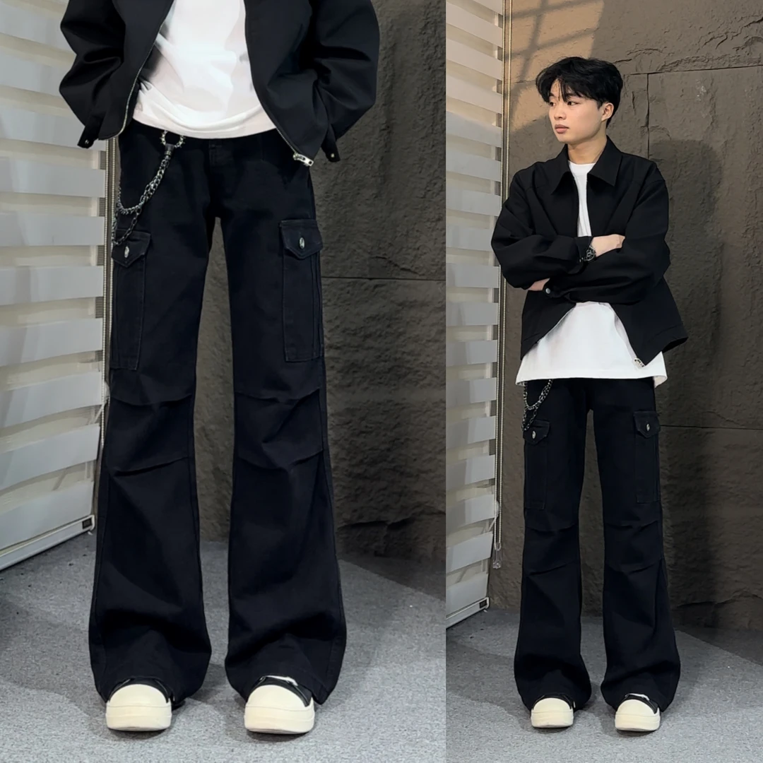 【伞兵工装裤】黑色男春秋季cleanfit拖地休闲裤宽松垂感潮牌裤子