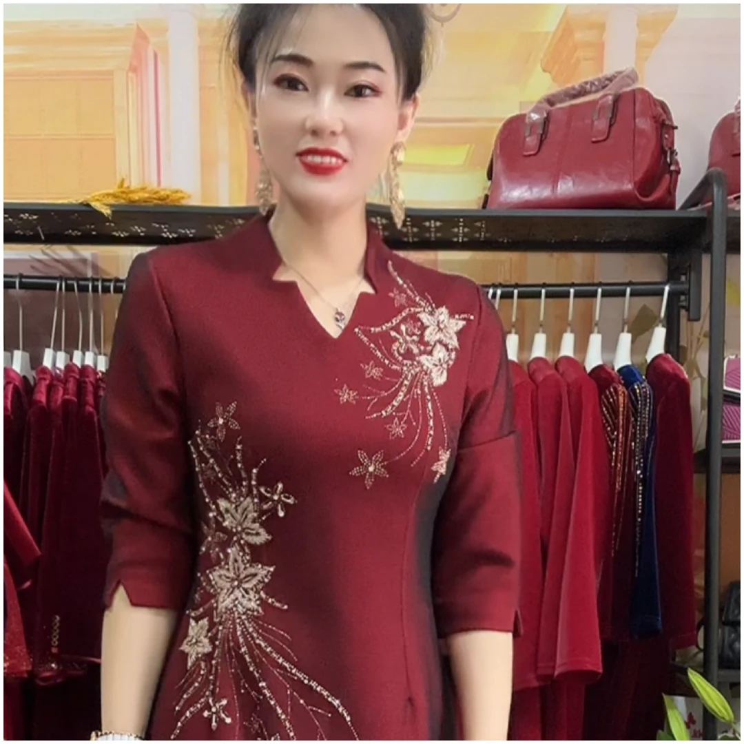 8292气质端庄喜婆婆妈妈婚宴婚礼连衣裙
