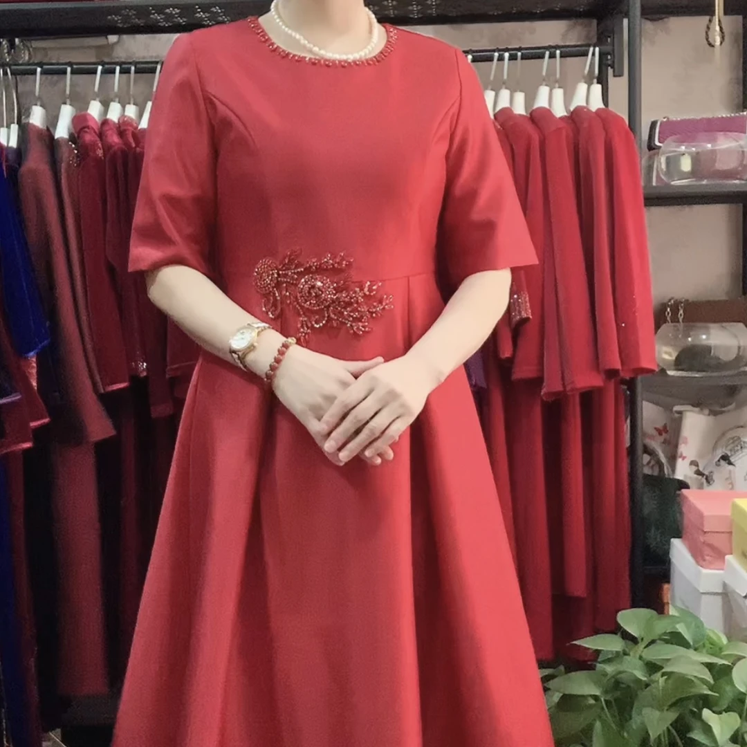 87166高端礼服新款盛装出席宴会喜婆婆妈妈装（主播推荐款）