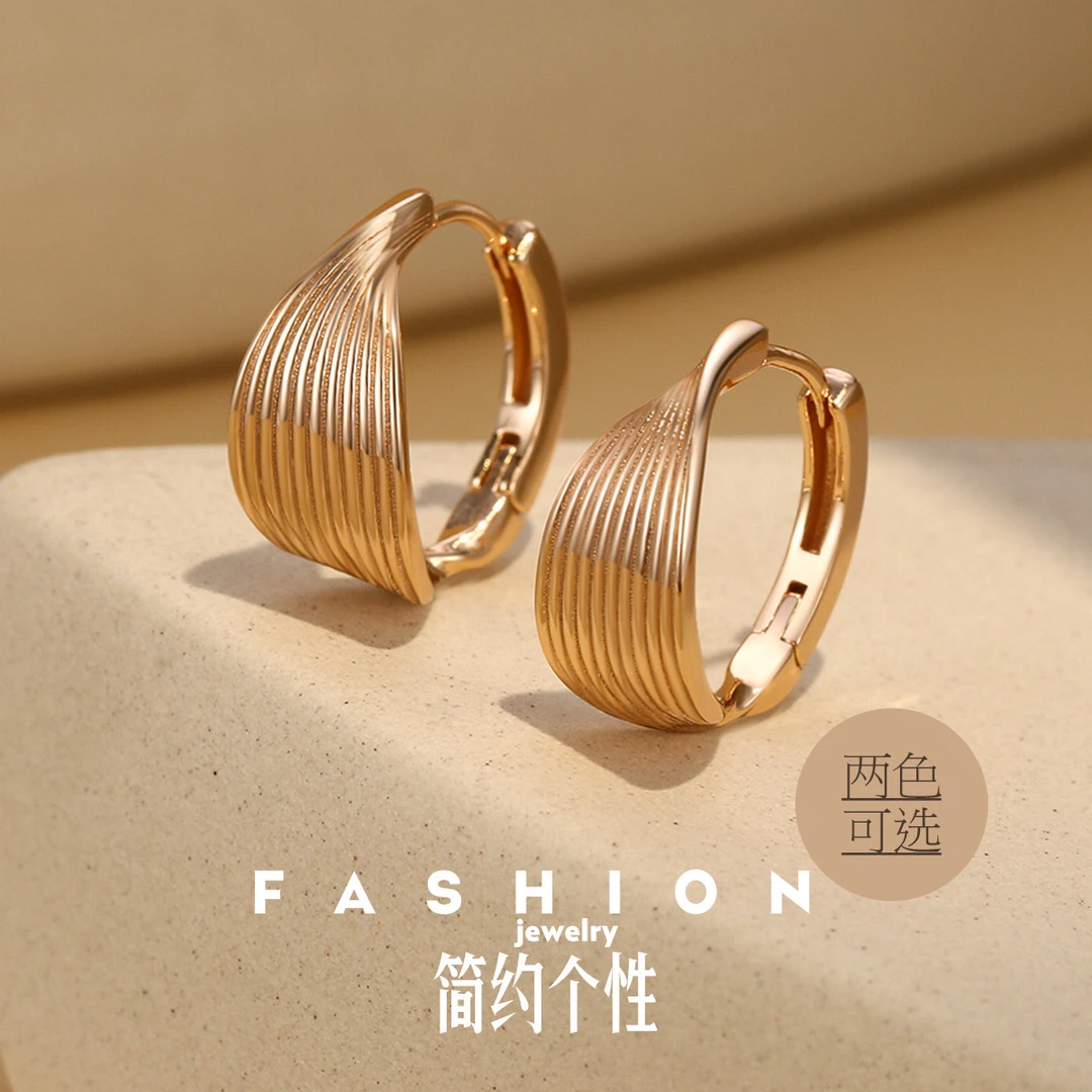 925银耳饰 (无包装)S925银小众设计不规则几何形素圈耳圈耳环两色