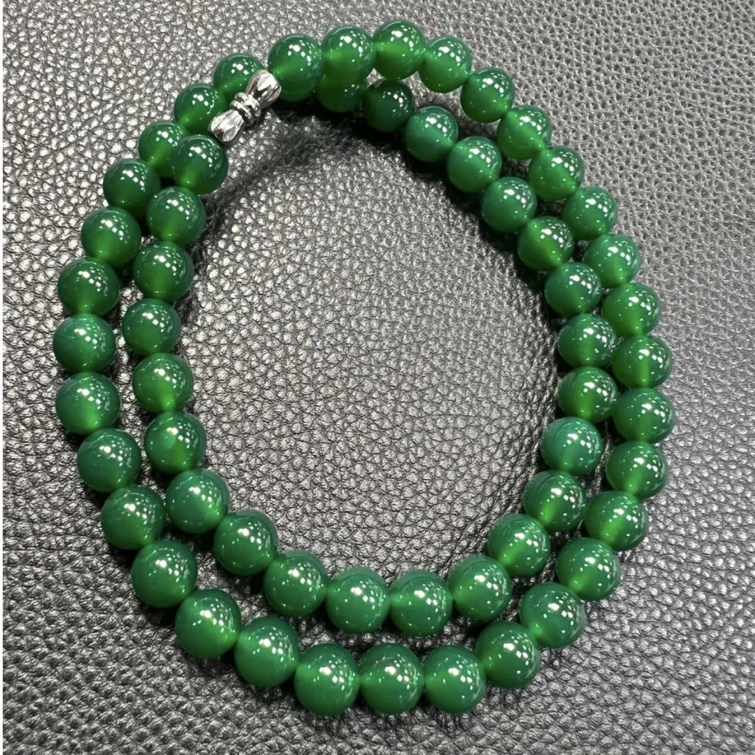 正品天然玛瑙冰种冰透玛瑙珠卡8mm项链两圈手串冰绿冰白冰黄冰红