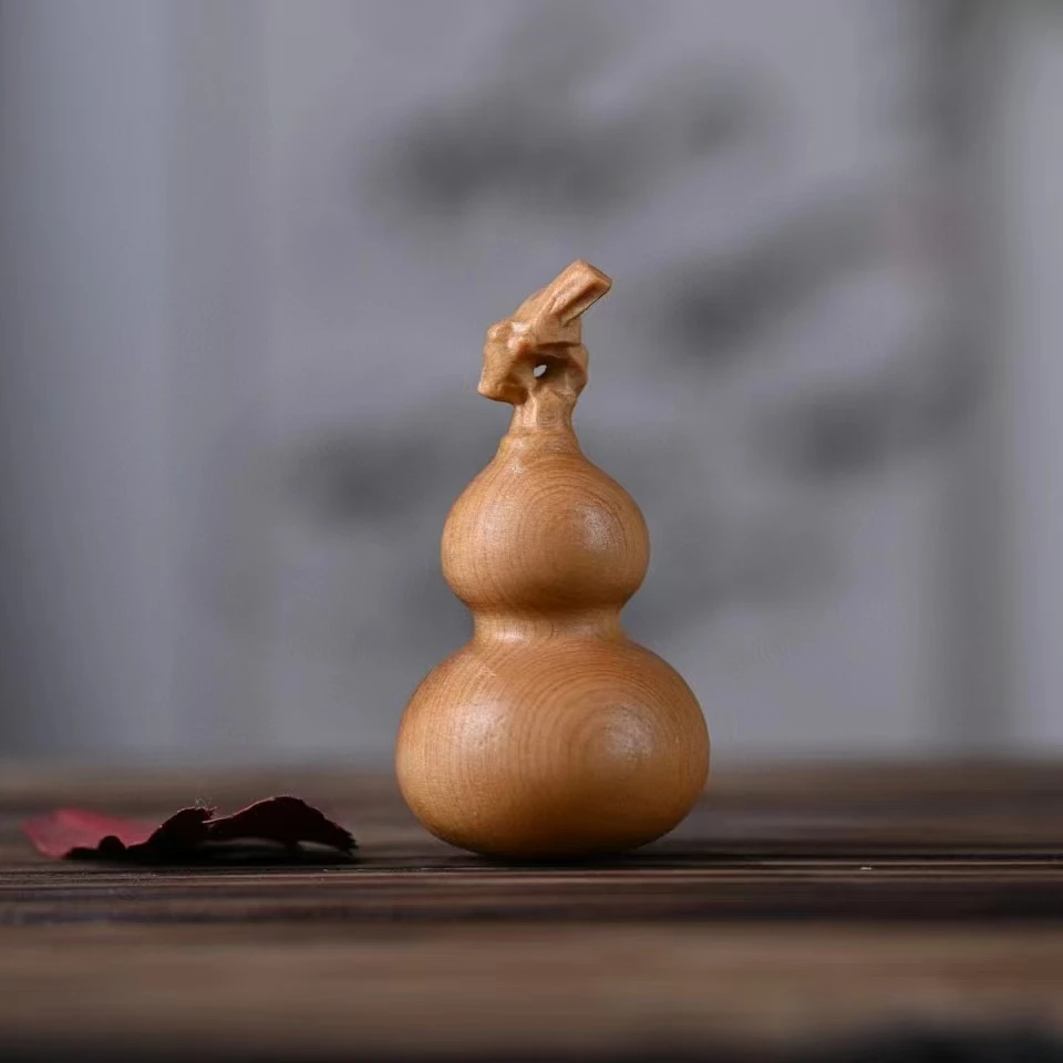 全手工精美木雕把玩雕刻手捏龙头饰品老料葫芦摆件工艺品家居饰品