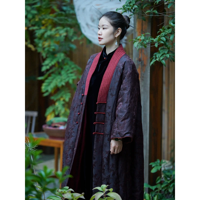 蘭襟【此心安处是吾乡】缎面香云纱95白鸭绒保暖羽绒服女长袍中国风