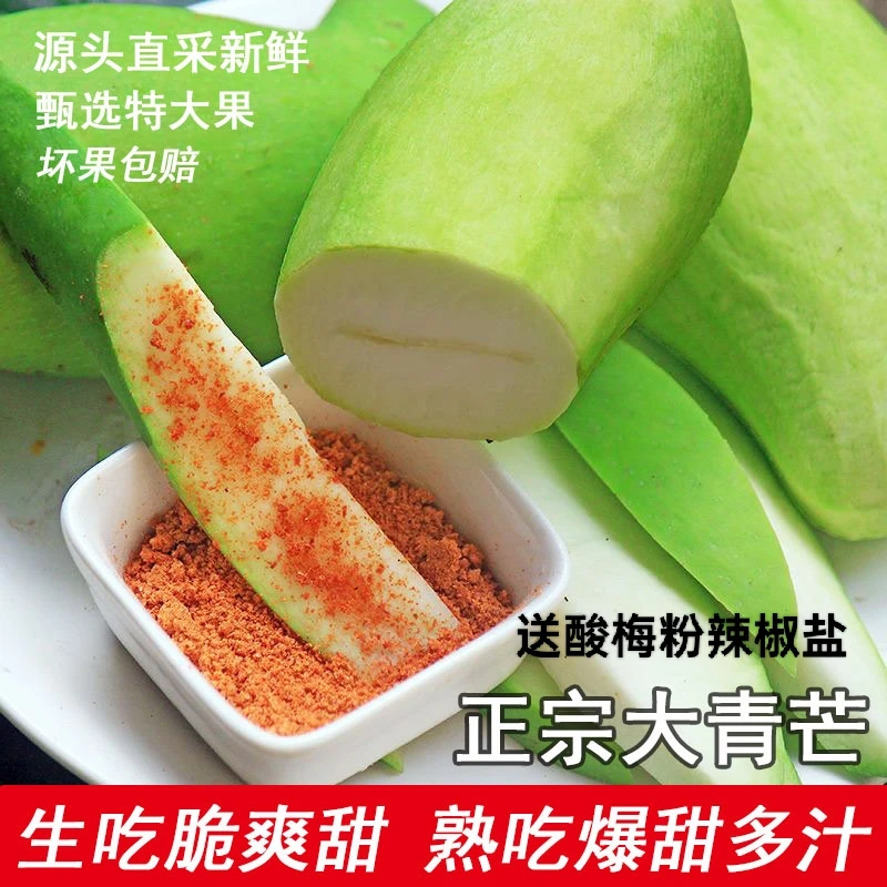 正宗越南大青芒果特大新鲜水果爆汁肉厚皮薄肉嫩生吃甜脆送酸梅粉